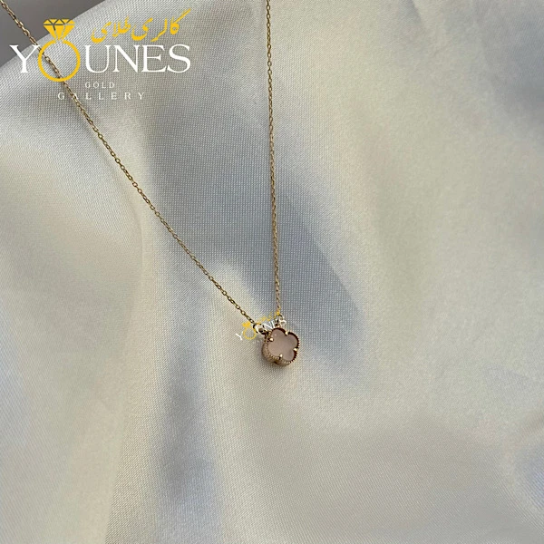 گردنبند طلا ونکلیف سنگ یاسی